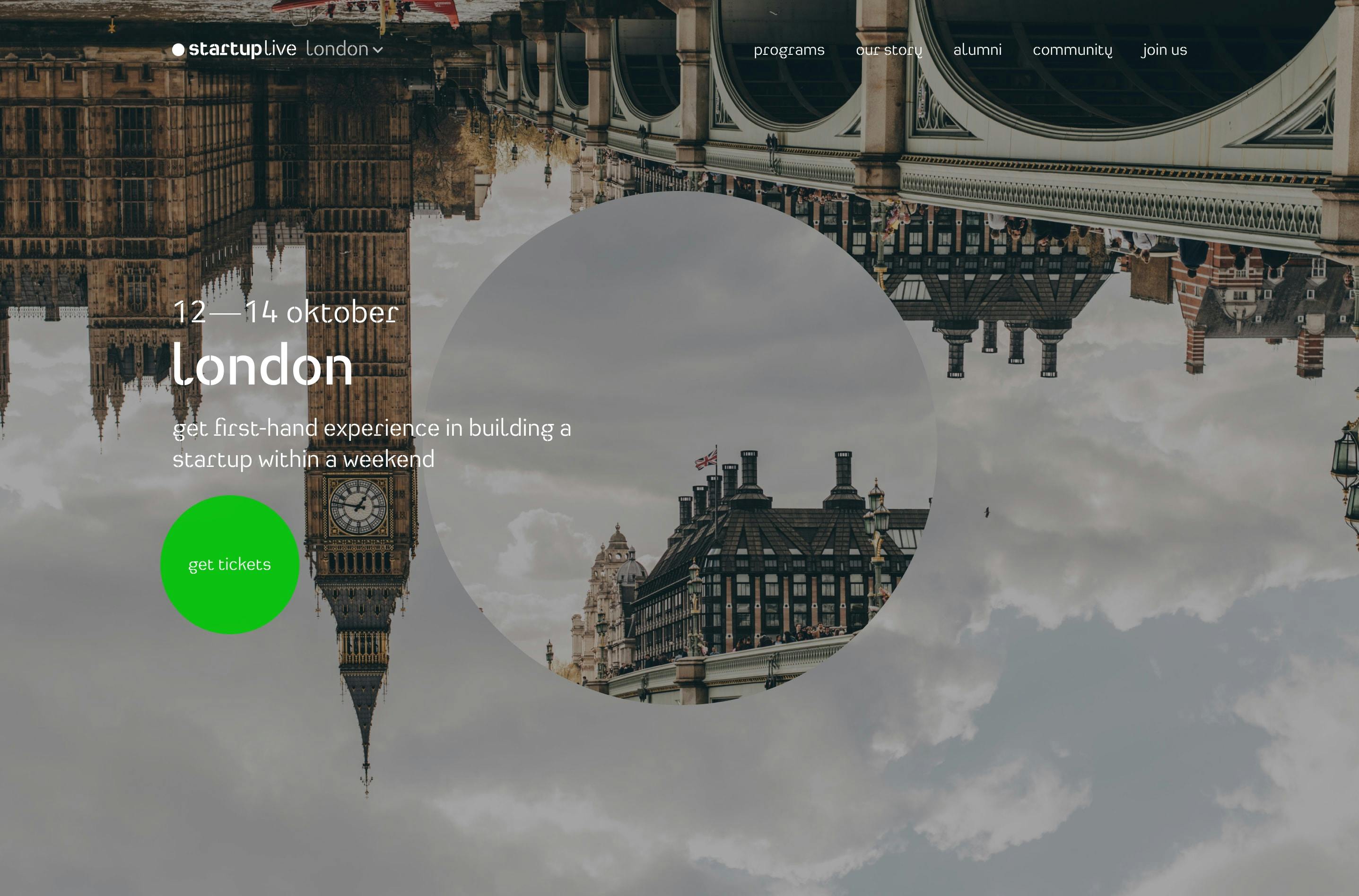 startuplive.org Event Hero: London (Desktop)